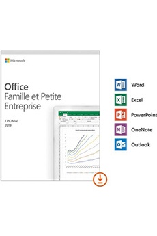 Logiciel Microsoft Office Famille et Petite Entreprise 2019 - 1 MAC ou 1 PC - Logiciel à télécharger