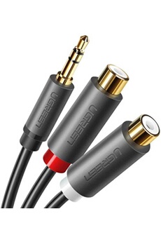 Audio Câble RCA Jack Adaptateur 3.5mm Mâle vers 2 RCA Femelle Stéréo pour Téléphone Platine vinyle Enceinte Chaine HiFi Amplificateur Autoradio