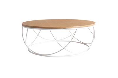 Table Basse Miliboo Table Basse Ronde Bois Et Metal Blanc D80 X
