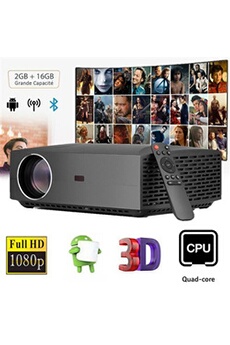 Vidéoprojecteur Flzen 1080p Natif WiFi Vidéoprojecteur avec Bluetooth, F30UP Rétroprojecteur pour Home Cinema et Jeux Vidéo, Android 6.0, 2Go + 16Go