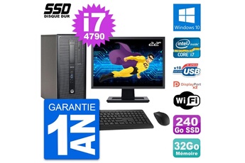 PC De Bureau HP PC Tour HP Elitedesk 800 G1 Ecran 22" i7-4790 Ram 32Go SSD 240Go Windows 10 WiFi