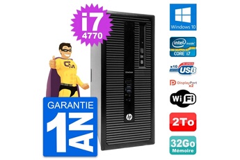PC De Bureau HP PC Tour HP Elitedesk 800 G1 Intel i7-4770 Ram 32Go Disque 2To Windows 10 WiFi
