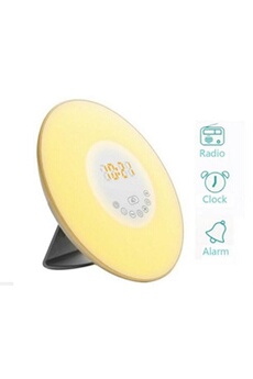 Lampe De Chevet Portable Lever Du Soleil Et Coucher De Soleil Nature Réveil Avec 7 lumières colorées , 6 sons de réveil + Radio FM
