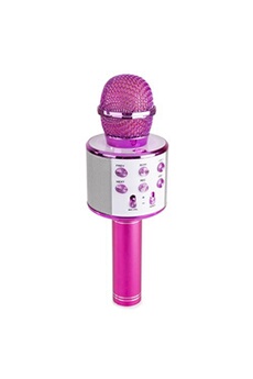 Microphone GENERIQUE Max KM01 Micro de karaoké 2-en-1 : enceinte Bluetooth & lecteur multimédia - Rose