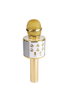 Microphone GENERIQUE Micro de karaoké Max KM01 2-en-1 : enceinte Bluetooth & lecteur multimédia - Or