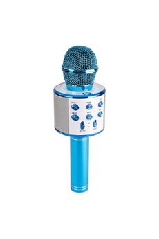 Microphone GENERIQUE Max KM01 Micro de karaoké 2-en-1 : enceinte Bluetooth & lecteur multimédia - Bleu
