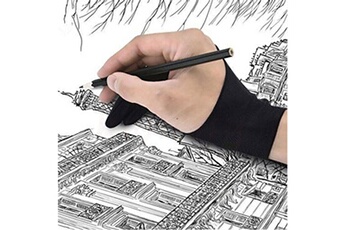 GENERIQUE Accessoire bureautique Gant anti-salissure à deux doigts pour dessin et stylo tablette graphique artiste noir
