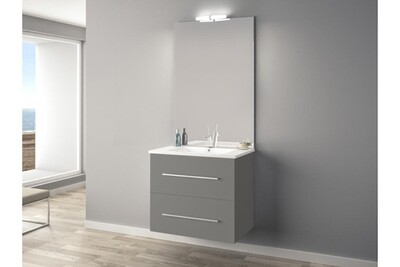 Meuble Salle De Bain Anconetti Ensemble Meuble Ancoflash 2 Tiroirs 80cm Anconetti Gris Anthracite Darty