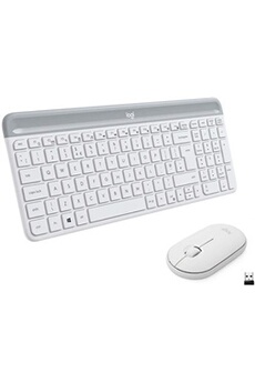 Ensemble clavier et souris Logitech Slim Wireless Combo MK470 - Ensemble clavier et souris - sans fil - 2.4 GHz - QWERTZ - Allemand - blanc cassé