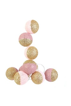 autres accessoires de décoration generique the home deco light - guirlande lumineuse boules pailletées 10 leds rose, doré