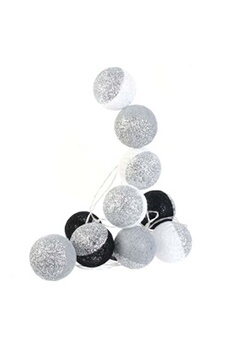 autres accessoires de décoration generique the home deco light - guirlande lumineuse boules pailletées 10 leds noir, argent