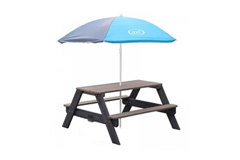 Autre jeu de plein air Axi House Axi table picnic nick anthracite avec parasol bleu gris 98x95x49cm