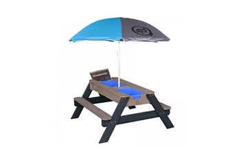 Autre jeu de plein air Axi House Axi table sable et eau nick anthracite avec parasol bleu gris 90x80x56cm