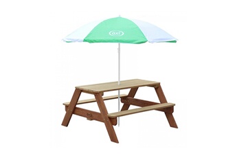 Autre jeu de plein air Axi House Axi table picnic nick brun avec parasol vert blanc 98x95x49cm