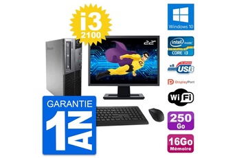 PC de bureau Lenovo Pc lenovo m81 sff ecran 22" intel i3-2100 ram 16go disque 250go windows 10 wifi