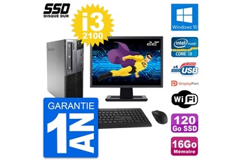 PC de bureau Lenovo Pc lenovo m81 sff ecran 22" intel i3-2100 ram 16go ssd 120go windows 10 wifi