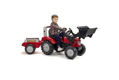 Vehicules Miniatures Marque Generique Tracteur Vehicule Agricole Vehicule De Chantier Mc Cormick Tractopelle A Pedales X7 Avec Remorque Darty