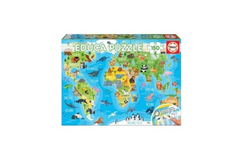 Puzzle Educa Borras Educa borras - carte du monde animaux puzzle 150pcs