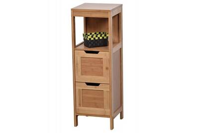 Meuble Salle De Bain Tendance Meuble Bas 2 Tiroirs En Bambou Collection Mahe Darty