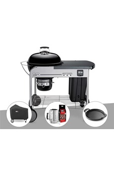 Weber Barbecue à charbon Performer Premium GBS 57 cm Noir + Housse Kit Cheminée Plancha