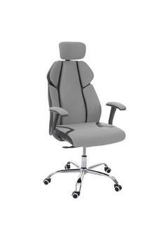 chaise de bureau hwc-f12, chaise pivotante, tissu + similicuir gris/noir