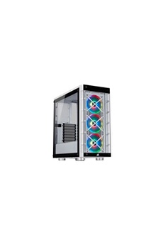 Boîtier PC Corsair iCUE 465X RGB - Tour - ATX - panneau latéral fenêtré (verre trempé) - pas d'alimentation (ATX) - blanc - USB/Audio