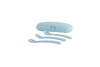 Autre accessoire repas bébé Miniland Miniland - set pratique de couverts anatomiques évolutifs avec housse de protection, picneat azure