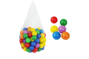 Tente et tipi enfant Monsieur Bébé Sac de 100 balles de jeu ou de piscine diamètre 5,5 cm indéformables + filet de rangement - multicolore