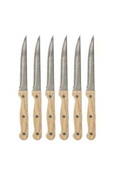 couteau secret de gourmet - lot de 6 couteaux à steak bois dosa 21cm naturel
