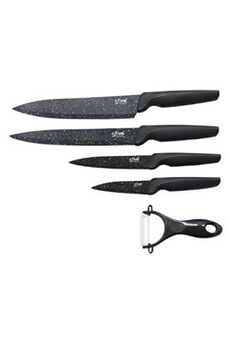 couteau five simply smart - coffret 5 pièces inox couteaux 37cm noir