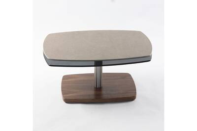 Table Basse Tousmesmeubles Table Basse Articulee Noyer Acier Verre
