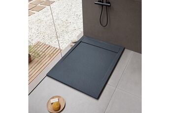 Sanycces Receveur de salle bain douche extra plat new york, noir - 100 x 80 cm