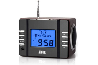 radio reveil august radio reveil usb mp3 august mb300 radio fm lecteur cle usb carte sd jack batterie telecommande bois marron darty