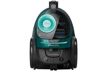 Philips Aspirateur sans sac Powerpro active-650 w - 76 db -brosses triactive+ et sols durs-mini turbo-brosse-vert opale