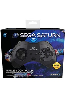 Retrobit - Sega Saturn Manette 8 boutons sans fil Bluetooth Noire