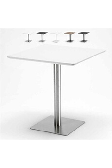 - table carrée 70x70 pour bars restaurants hôtels base centrale horeca, couleur: blanc - argent
