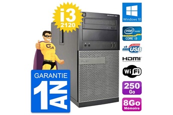 PC De Bureau Dell PC Tour Dell Optiplex 390 Mt I3-2120 Ram 8Go Disque 250Go Hdmi Windows 10 WiFi