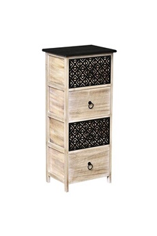 commode tendance meuble rectangulaire 4 tiroirs séri bois noir - noir -