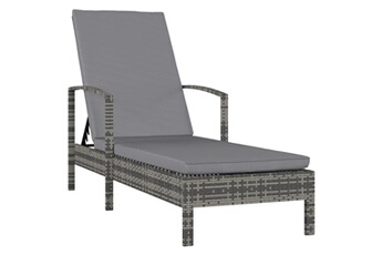 Chaise longue - transat GENERIQUE Sièges de jardin ligne monrovia chaise longue avec accoudoirs résine tressée gris