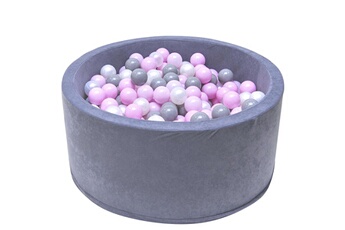 Balle, jouet sensoriel Welox Welox piscine 200 balles 90x40 cm pour bébé gris balles roses