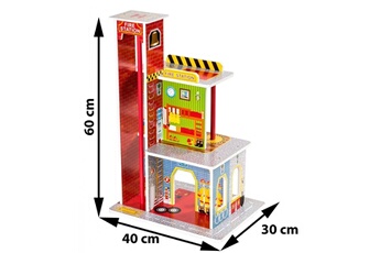 Autre jeux d'imitation Dodo Toys Dodo toys caserne de pompiers en bois avec piste d'atterrissage 60 x 40 x 30 cm, 4 etages , accessoires, tuyau d'évacuation