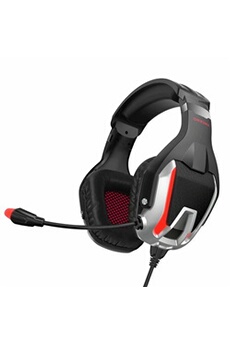ONIKUMA K12 Gaming Headset PS4 filaire stéréo jeu casque avec microphone LED s'allume pour PC tablette portable Xbox One Rouge