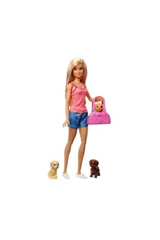 poupon generique barbie - famille coffret le bain des chiots, poupée blonde et 3 figurines de chiots, avec baignoire et accessoires, jouet po 1065