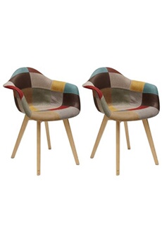 fauteuil de salon altobuy bradu - lot de 2 fauteuils patchwork motif vintage -