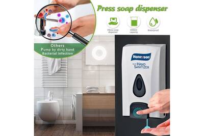 Accessoires De Salle De Bain Aucune Distributeur De Savon De Presse A Laver A La Main De Lavage De Main De Menage De 1000ml Blanc Darty