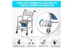 HOMCOM Homcom chaise percée à roulettes - fauteuil roulant percé - chaise de douche - seau amovible, accoudoirs, repose-pied - acier chromé hdpe blanc photo 4