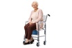 HOMCOM Homcom chaise percée à roulettes - fauteuil roulant percé - chaise de douche - seau amovible, accoudoirs, repose-pied - acier chromé hdpe blanc photo 2