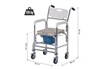 HOMCOM Homcom chaise percée à roulettes - fauteuil roulant percé - chaise de douche - seau amovible, accoudoirs, repose-pied - acier chromé hdpe blanc photo 3