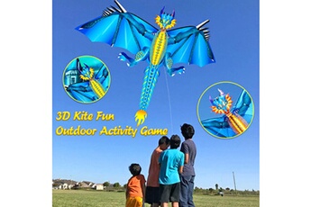 Autres jeux créatifs AUCUNE 3d kite kids toy fun outdoor flying activity game children with tail outdoor bleu