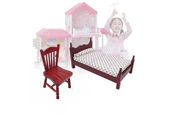 Poupée AUCUNE Chaise berçante miniature + lit pour ensemble de modèles de meubles en bois de maison de poupée 1:12